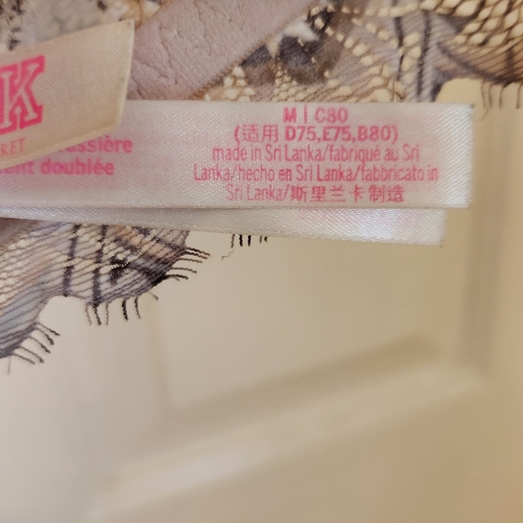 PINK Victoria's Secret Geometric Lace Bralette - Brown and Cream - Picture 8 of 11